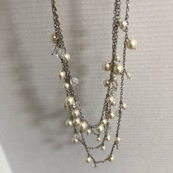 Multi-strand Silver and Pearl Necklace - Picture 9 of 10